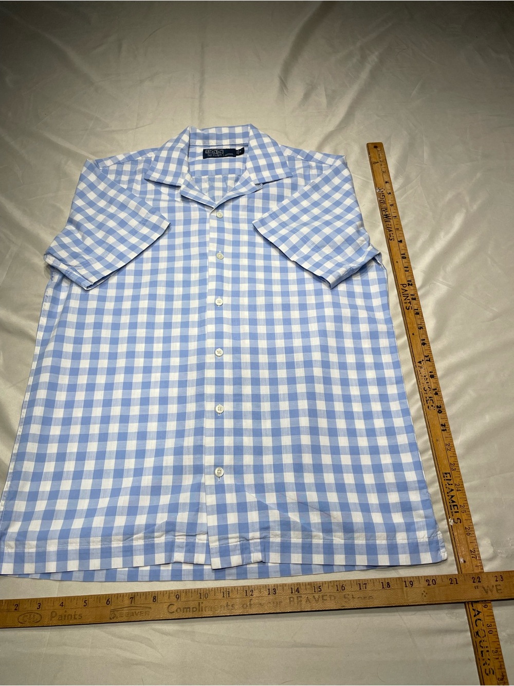 Polo by Ralph Lauren Blue and White Gingham Short Sleeve Button-Down